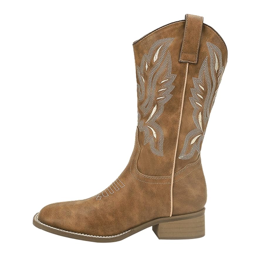 Amazon.com | TNXZ Squared Toe Western Boot Mid-Calf Boots